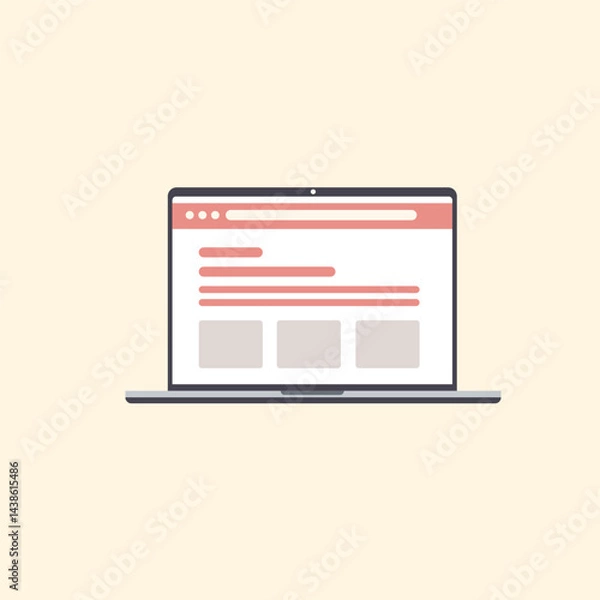 Fototapeta Website Icon with Laptop and Browser for Online Presence