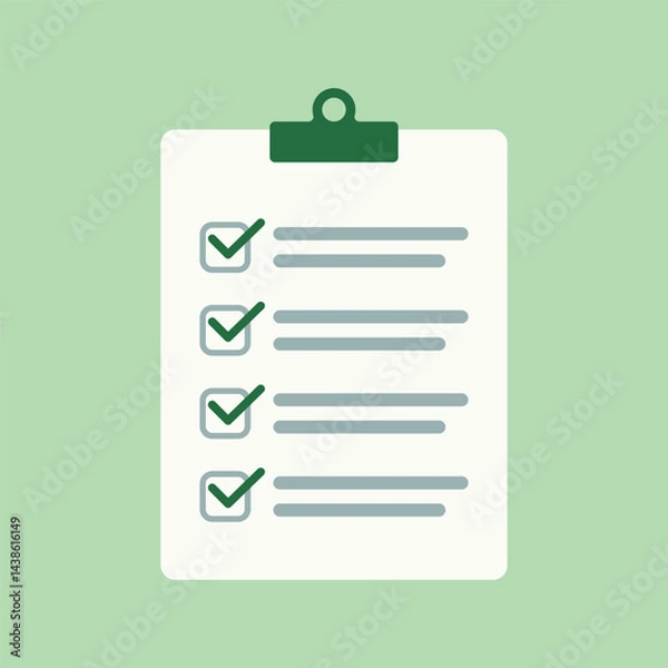 Fototapeta Checklist Icon with Clipboard and Tick for Task Completion