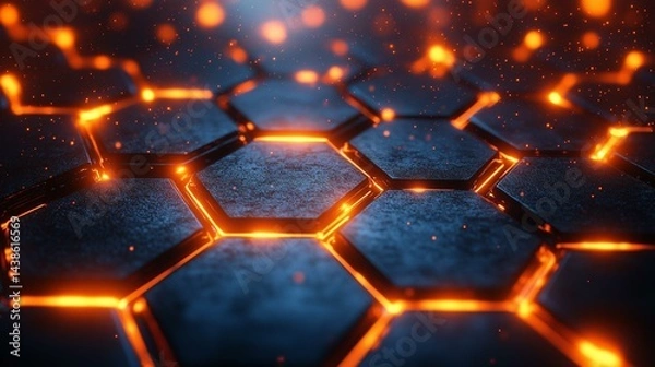 Obraz Glowing Hexagon Digital Firewall Abstract Art