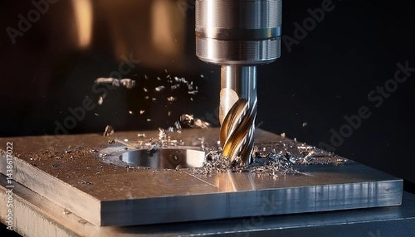 Fototapeta the plunge cutting technique on a milling machine using flat end mill tools the concept of metalworking on the milling machine