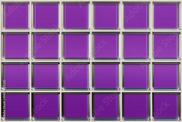 Fototapeta Purple glass block wall for interior design. Aesthetic and modern shape of textured. Capturing abstract patterns and light distortion. Building assortment for home, bathroom and office.