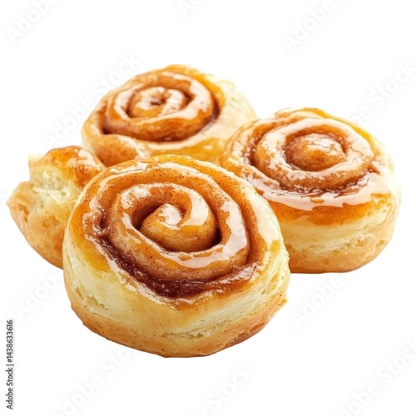 Fototapeta Freshly baked cinnamon rolls cooling on a countertop in a cozy kitchen