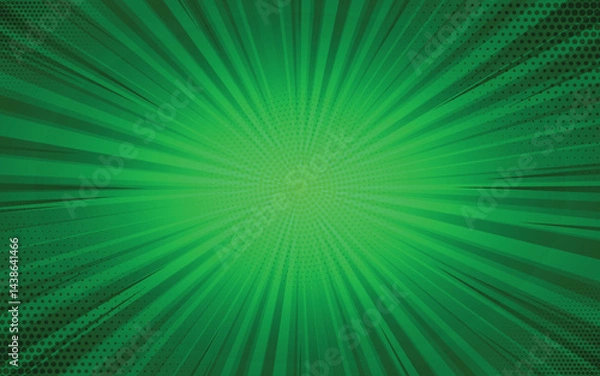 Fototapeta Green Comic Background Pop Art Style Retro Comic Backdrop, Vector Halftone Illustration for Superhero Text, Speech Bubble, and Message Design