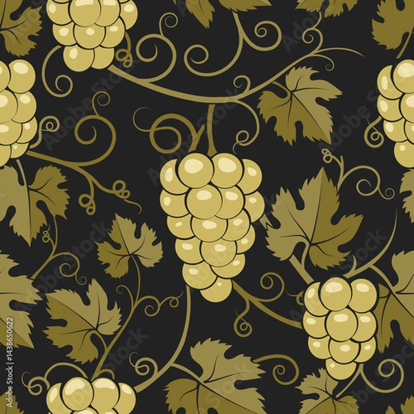 Fototapeta Grape branches seamless pattern