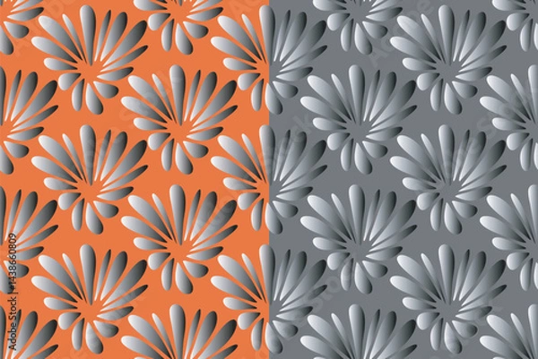 Fototapeta Abstract unique floral seamless pattern swatch. Creative lovely bold flower graphic design, irregular shape, black grey shades color gradient. Transparent background. Cure vector illustration