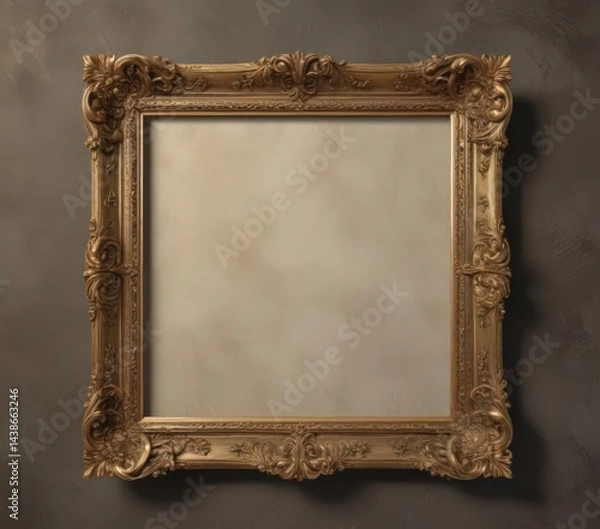 Fototapeta Gilded frame with swirling scrolls against plush velvet  , classic, plush