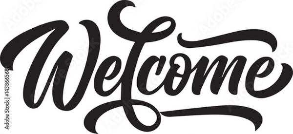 Fototapeta Welcome Cursive Text Design with Flourishes