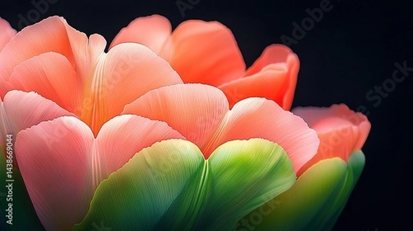 Obraz   A detailed image of various flowers against a dark backdrop with a slightly out-of-focus photograph of their central parts