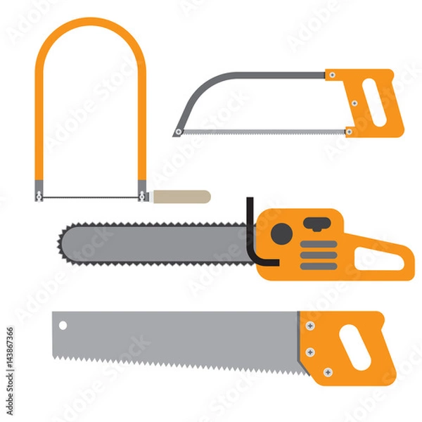 Obraz Hand saw Set of carpentry tools for sawing wood products
