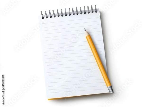 Fototapeta Blank notepad with a yellow pencil