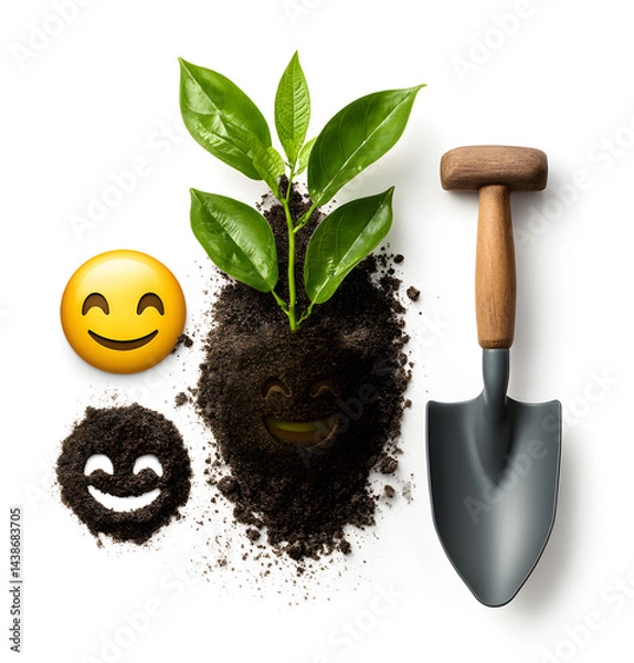 Obraz Happiness is cultivated with the pleasure of Happiness is cultivated with the pleasure of gardening. White background