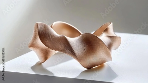 Fototapeta A bold cuff bracelet featuring an asymmetrical wave design in brushed rose gold