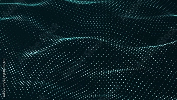 Fototapeta Abstract digital wave of particles. Futuristic point wave. Technology background. 3d