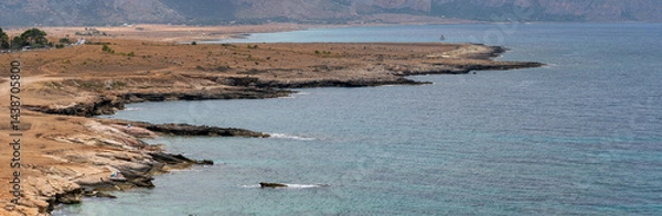 Obraz Panoramic view of Caletta del Bue Marino, San Vito Lo Capo,  Spiaggia di Isulidda, Trapani, Sicily, Italy. Dramatic clouds.