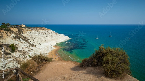 Fototapeta Scala dei Turchi - famous white rocky cliff on the coast in the municipality of Porto Empedocle, province of Agrigento, Sicily