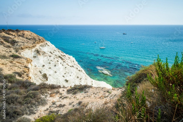 Fototapeta Scala dei Turchi - famous white rocky cliff on the coast in the municipality of Porto Empedocle, province of Agrigento, Sicily