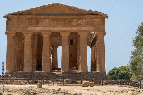 Obraz Valley of the Temples, Temple of Concordia, Agrigento, Sicily, Italy. Travel and sightseeing journey concept
