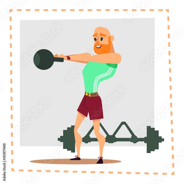 Obraz A young man. An athlete with a weight in his hands