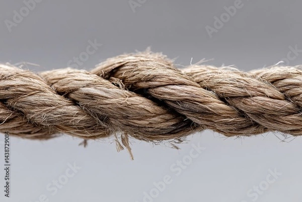 Fototapeta Twisted Hemp Rope Close Up - Detailed close-up of a twisted hemp rope, showing texture and fiber. Perfect for nautical, rustic, or nature themes