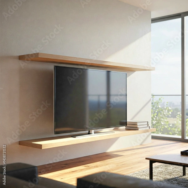 Obraz floating tv under shelf