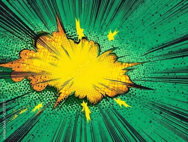 Fototapeta Comic Book Style Explosion Effect on Green