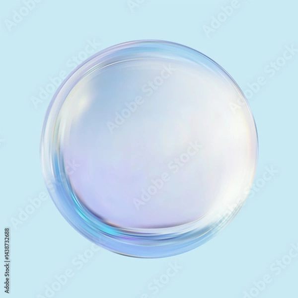 Fototapeta Realistic glossy glass ball.Abstract 3D light bubble with glare.Geometric abstract shape.