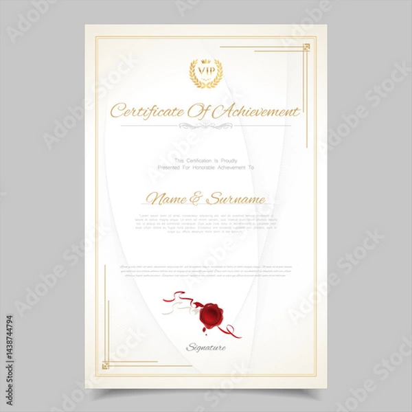 Fototapeta Minimalist certificate or diploma of achievement border template design award stock illustration