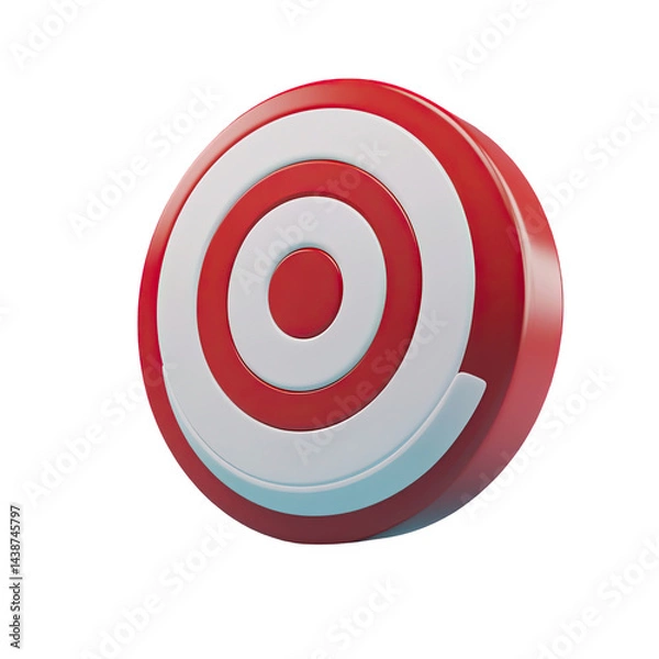 Fototapeta Red and white circular target icon 3d render graphic design element aim on transparent background