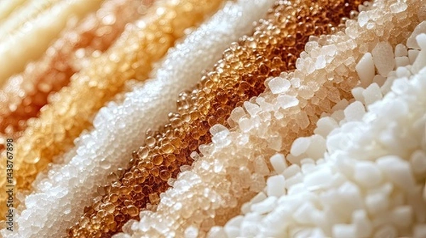 Obraz Different varieties of sugar (brown, white, refined).
