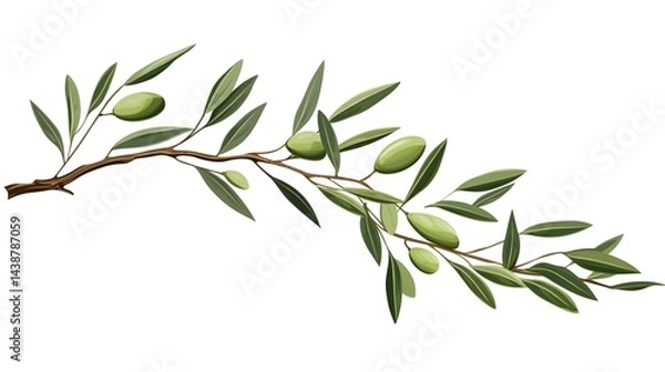 Fototapeta High-quality image of a dark olive tree branch isolated on white background for artistic designs