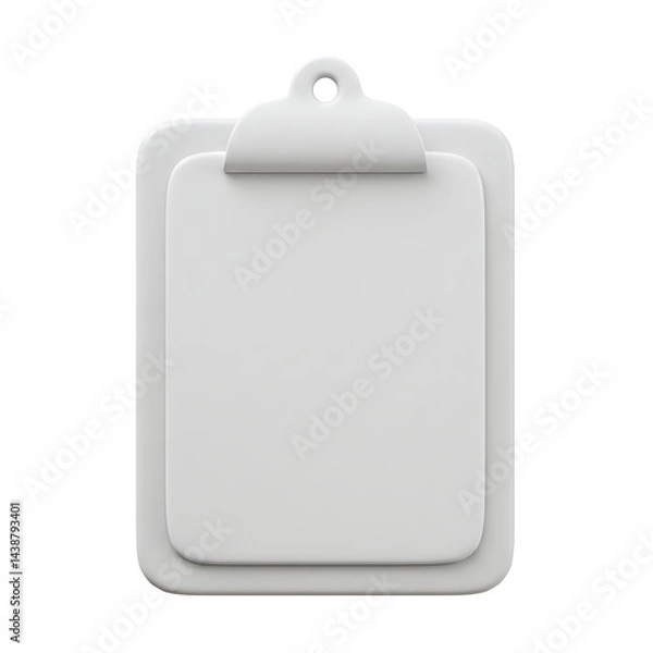 Fototapeta Cartoon 3D White Clipboard: Task Management Icon. Perfect for websites, apps, presentations, and    