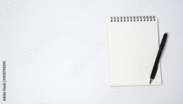 Fototapeta Minimalist Notebook and Pen for Productivity on Isolated White Background