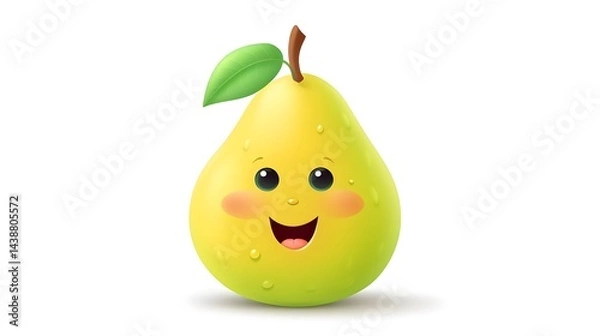 Obraz Cheerful and cute pear fruit character with a happy expression for designs