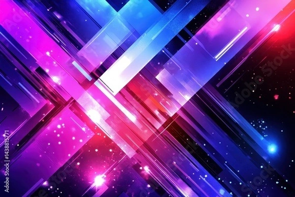 Fototapeta Vibrant abstract design with intersecting lines and glowing colors