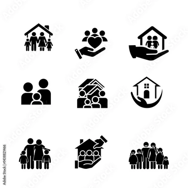 Obraz Icon set family house illustation vector.