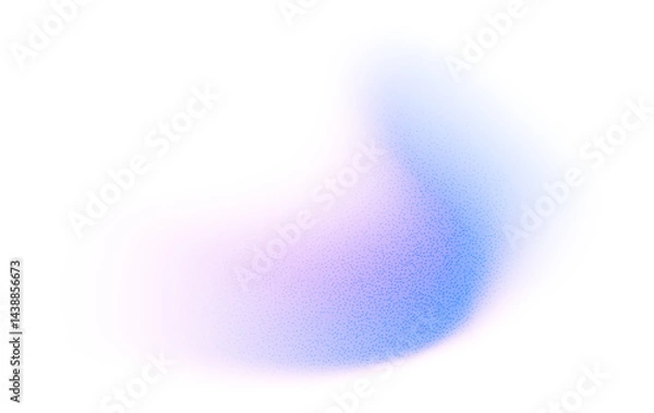 Fototapeta Abstract gradient shape with noise, blue blurred grainy color gradation, vibrant design element. Figure with soft flow effect, isolated on white. Vector illustration.