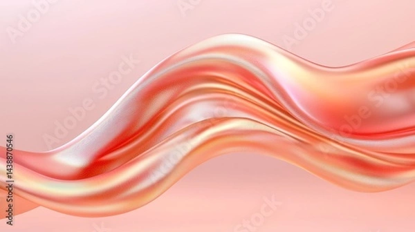 Fototapeta Abstract Coral Pink Fluid Wave Design Shimmering Metallic Flowing Texture