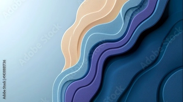Fototapeta Abstract Wavy Background With Blue Purple Beige Texture