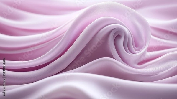 Fototapeta Soft Pink Fabric Draped In Elegant Swirls, Smooth Texture And Subtle Light