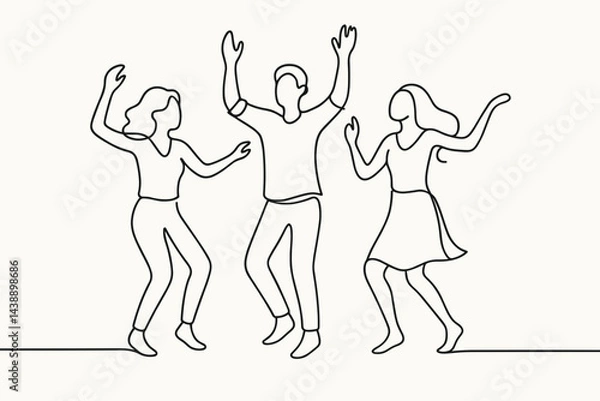 Obraz Dancing Friends in Line Art Style on a Minimalist Background  