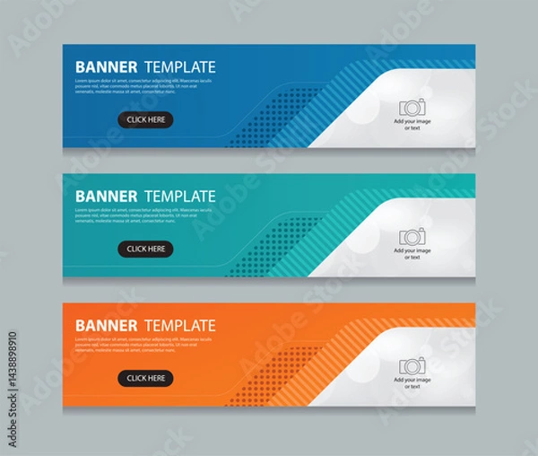 Obraz Set abstract horizontal web banner design background template. creative marketing banners. Suitable for web an ads. Vector illustration file with Space to add pictures.