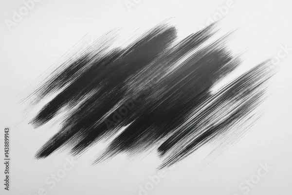Fototapeta Abstract dark gray paint stroke on white background