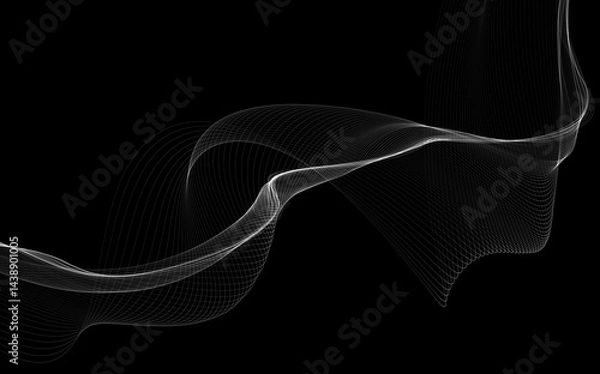 Fototapeta Dark abstract background with a glowing abstract waves