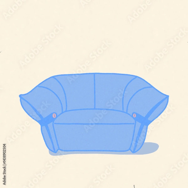 Fototapeta A light blue couch sofa that looks fluffy
