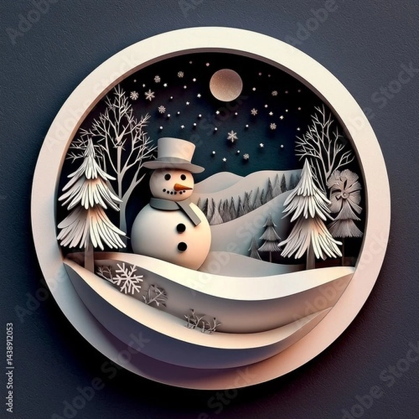 Obraz Circular Design Featuring a Snowman