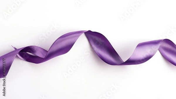 Fototapeta A smooth, flowing purple ribbon elegantly arranged on a white background.