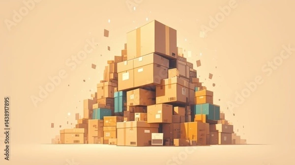 Fototapeta Cardboard Boxes Stack with Logistics, and Shipment.