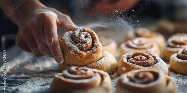 Obraz Sweet cinnamon rolls close up