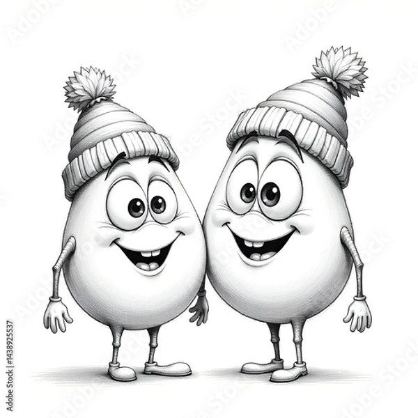 Fototapeta two snowmen in a row