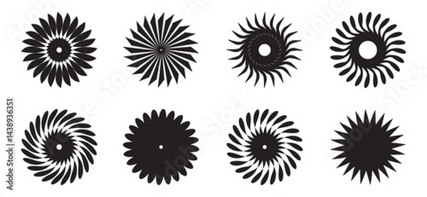 Fototapeta Radial Geometric Patterns - Symmetrical Starburst Vector Designs